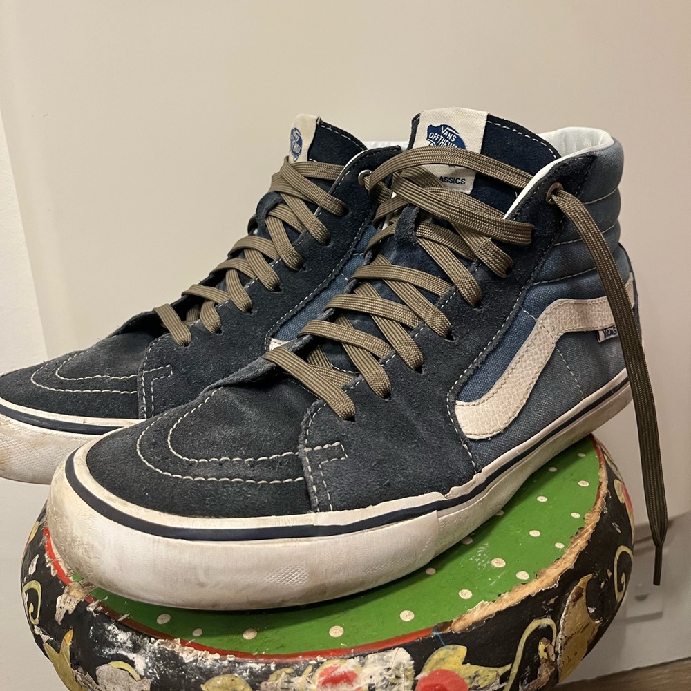 Vans Sk8-Hi Pro Blue & White core classic High Tops skateboard Pop Cush insoles - Picture 2 of 13